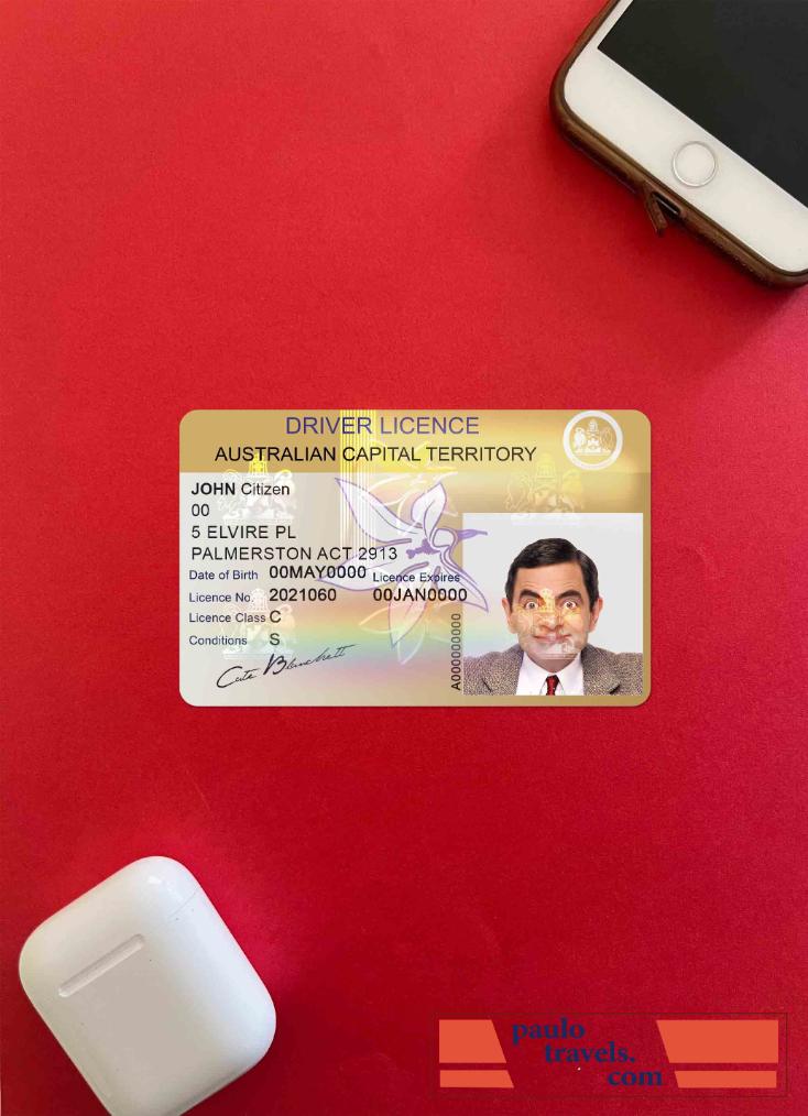 Australia Capital state driving license photolook FRONT PSD template